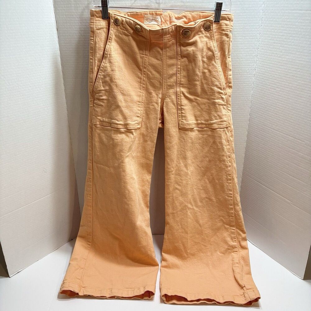 Anthropologie Pilcro The Kit Trouser Jeans 28 Peach Cropped High Rise Wide Leg